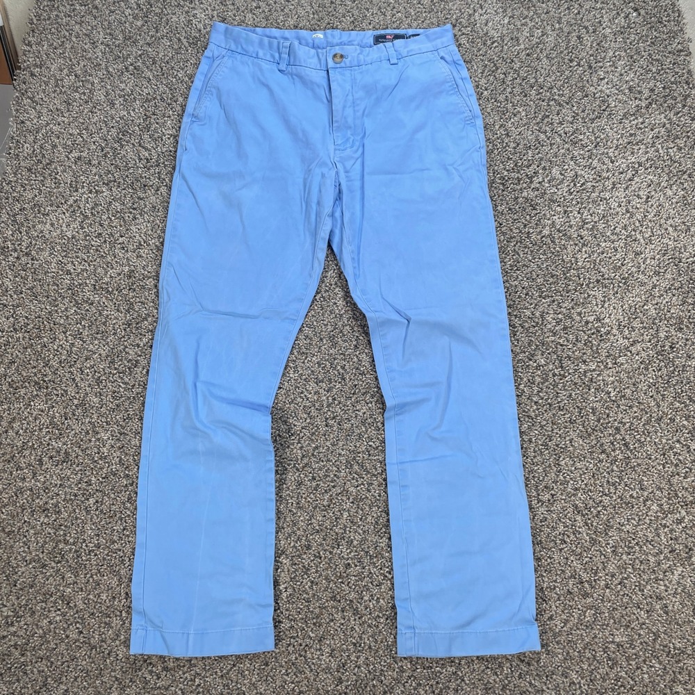 Vineyard Vines Men's 33x31 Breaker Chino Pants Light Blue Stretch Straight Leg